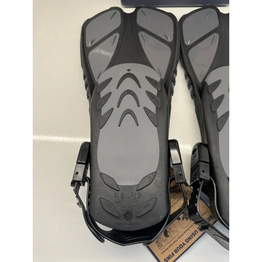 Capas Snorkel Fins Black Adult S/M 4.5-8.5 Swim Diving Flippers Adjustable